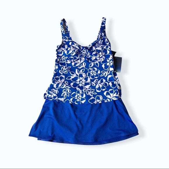 Gabar Swimwear Skirtini Twist Front Floral Tankini & Skirt Bikini Set 8/ M - Picture 1 of 14
